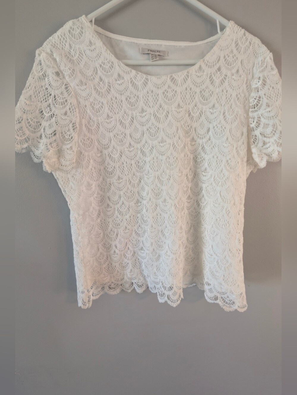 White Lace Short Sleeve Blouse